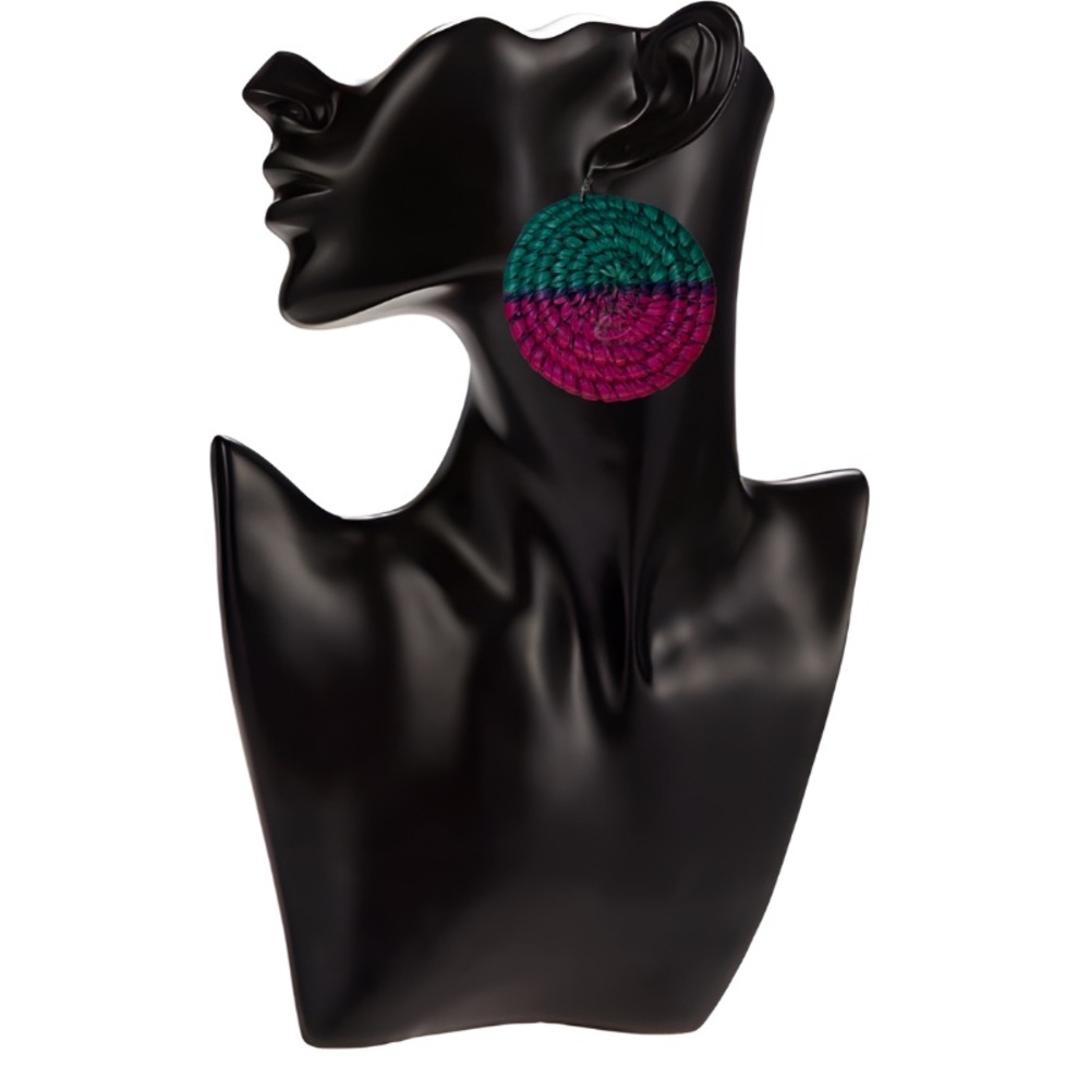 Emerald & Fuchsia Ombré Woven Earrings